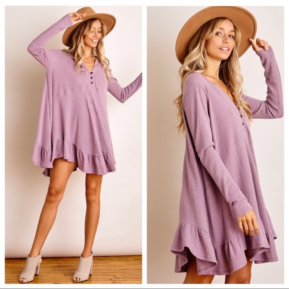 ShopEvelynne Dresses & Skirts - 24.  Beautiful long sleeves Ruffle Hem Tunic Tunic Dress
